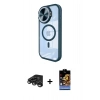 MARSİLYAN™- iPhone 15 Pro Max Kılıf Kıvılcım Modern Koleksiyonu - Siyah Buffer Hayalet Cam Ekran Koruyucu + Raze Metal Kamera Lens - TMGI