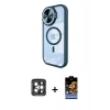 MARSİLYAN™- iPhone 15 Pro Max Kılıf Kıvılcım Modern Koleksiyonu - Siyah Buffer Hayalet Cam Ekran Koruyucu + PVD Metal Kamera Lens - GI