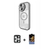 MARSİLYAN™- iPhone 15 Pro Max Kılıf Kıvılcım Modern Koleksiyonu - Siyah Buffer Hayalet Cam Ekran Koruyucu + PVD Metal Kamera Lens - LT