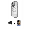 MARSİLYAN™- iPhone 15 Pro Max Kılıf Kıvılcım Modern Koleksiyonu - Siyah Buffer Hayalet Cam Ekran Koruyucu + Raze Metal Kamera Lens - GS