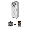 MARSİLYAN™- iPhone 15 Pro Max Kılıf Kıvılcım Modern Koleksiyonu - Siyah Buffer Hayalet Cam Ekran Koruyucu + PVD Metal Kamera Lens - TU