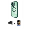 MARSİLYAN™- iPhone 15 Pro Max Kılıf Kıvılcım Modern Koleksiyonu - Siyah Buffer Hayalet Cam Ekran Koruyucu + Raze Metal Kamera Lens - GS