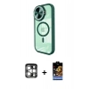 MARSİLYAN™- iPhone 15 Pro Max Kılıf Kıvılcım Modern Koleksiyonu - Siyah Buffer Hayalet Cam Ekran Koruyucu + PVD Metal Kamera Lens - GS