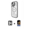 MARSİLYAN™- iPhone 15 Pro Max Kılıf Kıvılcım Modern Koleksiyonu - Siyah Buffer Hayalet Cam Ekran Koruyucu + PVD Metal Kamera Lens - GS