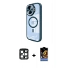 MARSİLYAN™- iPhone 15 Pro Max Kılıf Kıvılcım Modern Koleksiyonu - Siyah Buffer Hayalet Cam Ekran Koruyucu + PVD Metal Kamera Lens - LT
