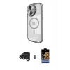 MARSİLYAN™- iPhone 15 Pro Max Kılıf Kıvılcım Modern Koleksiyonu - Siyah Buffer Hayalet Cam Ekran Koruyucu + Raze Metal Kamera Lens - TMGI