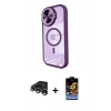 MARSİLYAN™- iPhone 15 Pro Max Kılıf Kıvılcım Modern Koleksiyonu - Siyah Buffer Hayalet Cam Ekran Koruyucu + Raze Metal Kamera Lens - GS
