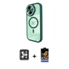 MARSİLYAN™- iPhone 15 Pro Max Kılıf Kıvılcım Modern Koleksiyonu - Siyah Buffer Hayalet Cam Ekran Koruyucu + PVD Metal Kamera Lens - GI
