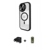 MARSİLYAN™- iPhone 15 Pro Max Kılıf Kıvılcım Modern Koleksiyonu - Siyah Joko Magic 5D Hayalet Cam + Raze Metal Kamera Lens - SH