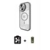 MARSİLYAN™- iPhone 15 Pro Max Kılıf Kıvılcım Modern Koleksiyonu - Siyah Joko Magic 5D Hayalet Cam + Turuncu PVD Metal Kamera Lens