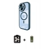 MARSİLYAN™- iPhone 15 Pro Max Kılıf Kıvılcım Modern Koleksiyonu - Siyah Joko Magic 5D Hayalet Cam + Turuncu PVD Metal Kamera Lens