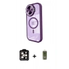 MARSİLYAN™- iPhone 15 Pro Max Kılıf Kıvılcım Modern Koleksiyonu - Siyah Joko Magic 5D Hayalet Cam + Turuncu PVD Metal Kamera Lens