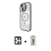 MARSİLYAN™- iPhone 15 Pro Max Kılıf Kıvılcım Modern Koleksiyonu - Siyah Polymer Nano Ekran Koruyucu + PVD Metal Kamera Lens - GS