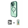 MARSİLYAN™- iPhone 15 Pro Max Kılıf Kıvılcım Modern Koleksiyonu - Siyah Polymer Nano Ekran Koruyucu + PVD Metal Kamera Lens - GS