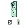 MARSİLYAN™- iPhone 15 Pro Max Kılıf Kıvılcım Modern Koleksiyonu - Siyah Polymer Nano Ekran Koruyucu + PVD Metal Kamera Lens - LT