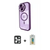 MARSİLYAN™- iPhone 15 Pro Max Kılıf Kıvılcım Modern Koleksiyonu - Siyah Polymer Nano Ekran Koruyucu + PVD Metal Kamera Lens - LT