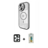 MARSİLYAN™- iPhone 15 Pro Max Kılıf Kıvılcım Modern Koleksiyonu - Siyah Polymer Nano Ekran Koruyucu + PVD Metal Kamera Lens - LT