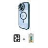 MARSİLYAN™- iPhone 15 Pro Max Kılıf Kıvılcım Modern Koleksiyonu - Siyah Polymer Nano Ekran Koruyucu + PVD Metal Kamera Lens - LT