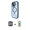 MARSİLYAN™- iPhone 15 Pro Max Kılıf Kıvılcım Modern Koleksiyonu - Siyah Polymer Nano Ekran Koruyucu + PVD Metal Kamera Lens - SH