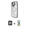 MARSİLYAN™- iPhone 15 Pro Max Kılıf Kıvılcım Modern Koleksiyonu - Siyah Polymer Nano Ekran Koruyucu + PVD Metal Kamera Lens - SH