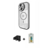 MARSİLYAN™- iPhone 15 Pro Max Kılıf Kıvılcım Modern Koleksiyonu - Siyah Polymer Nano Ekran Koruyucu + Raze Metal Kamera Lens - SH