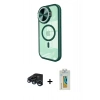 MARSİLYAN™- iPhone 15 Pro Max Kılıf Kıvılcım Modern Koleksiyonu - Siyah Polymer Nano Ekran Koruyucu + Raze Metal Kamera Lens - LT