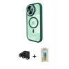 MARSİLYAN™- iPhone 15 Pro Max Kılıf Kıvılcım Modern Koleksiyonu - Siyah Polymer Nano Ekran Koruyucu + Raze Metal Kamera Lens - SH