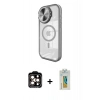 MARSİLYAN™- iPhone 15 Pro Max Kılıf Kıvılcım Modern Koleksiyonu - Siyah Polymer Nano Ekran Koruyucu + PVD Metal Kamera Lens - TU