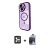 MARSİLYAN™- iPhone 15 Pro Max Kılıf Kıvılcım Modern Koleksiyonu - Siyah Vanessa Magic Cam + Gri PVD Metal Kamera Lens