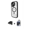 MARSİLYAN™- iPhone 15 Pro Max Kılıf Kıvılcım Modern Koleksiyonu - Siyah Vanessa Magic Cam + Raze Metal Kamera Lens - GS