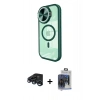 MARSİLYAN™- iPhone 15 Pro Max Kılıf Kıvılcım Modern Koleksiyonu - Siyah Vanessa Magic Cam + Lacivert Raze Metal Kamera Lens