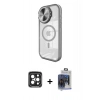 MARSİLYAN™- iPhone 15 Pro Max Kılıf Kıvılcım Modern Koleksiyonu - Siyah Vanessa Magic Cam + PVD Metal Kamera Lens - SH