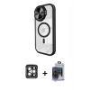 MARSİLYAN™- iPhone 15 Pro Max Kılıf Kıvılcım Modern Koleksiyonu - Siyah Vanessa Magic Cam + PVD Metal Kamera Lens - GI