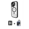 MARSİLYAN™- iPhone 15 Pro Max Kılıf Kıvılcım Modern Koleksiyonu - Siyah Vanessa Magic Cam + PVD Metal Kamera Lens - SH