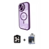 MARSİLYAN™- iPhone 15 Pro Max Kılıf Kıvılcım Modern Koleksiyonu - Siyah Vanessa Magic Cam + PVD Metal Kamera Lens - TU