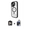 MARSİLYAN™- iPhone 15 Pro Max Kılıf Kıvılcım Modern Koleksiyonu - Siyah Vanessa Magic Cam + PVD Metal Kamera Lens - TU