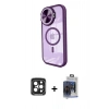 MARSİLYAN™- iPhone 15 Pro Max Kılıf Kıvılcım Modern Koleksiyonu - Siyah Vanessa Magic Cam + PVD Metal Kamera Lens - SH