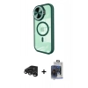 MARSİLYAN™- iPhone 15 Pro Max Kılıf Kıvılcım Modern Koleksiyonu - Siyah Vanessa Magic Cam + Titanyum Gri Raze Metal Kamera Lens