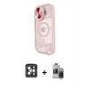MARSİLYAN™- iPhone 15 Pro Max Kılıf Kıvılcım Modern Koleksiyonu - Siyah Vanessa Magic Hayalet Cam + Gri PVD Metal Kamera Lens