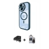 MARSİLYAN™- iPhone 15 Pro Max Kılıf Kıvılcım Modern Koleksiyonu - Siyah Vanessa Magic Hayalet Cam + Raze Metal Kamera Lens - GS