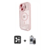 MARSİLYAN™- iPhone 15 Pro Max Kılıf Kıvılcım Modern Koleksiyonu - Siyah Vanessa Magic Hayalet Cam + PVD Metal Kamera Lens - SH