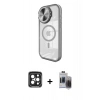 MARSİLYAN™- iPhone 15 Pro Max Kılıf Kıvılcım Modern Koleksiyonu - Siyah Vanessa Magic Hayalet Cam + PVD Metal Kamera Lens - SH