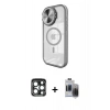 MARSİLYAN™- iPhone 15 Pro Max Kılıf Kıvılcım Modern Koleksiyonu - Siyah Vanessa Magic Hayalet Cam + PVD Metal Kamera Lens - LT