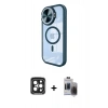 MARSİLYAN™- iPhone 15 Pro Max Kılıf Kıvılcım Modern Koleksiyonu - Siyah Vanessa Magic Hayalet Cam + PVD Metal Kamera Lens - SH