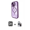 MARSİLYAN™- iPhone 15 Pro Max Kılıf Kıvılcım Modern Koleksiyonu - Siyah Vanessa Magic Hayalet Cam + PVD Metal Kamera Lens - SH