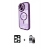MARSİLYAN™- iPhone 15 Pro Max Kılıf Kıvılcım Modern Koleksiyonu - Siyah Vanessa Magic Hayalet Cam + PVD Metal Kamera Lens - LT