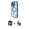 MARSİLYAN™- iPhone 15 Pro Max Kılıf Kıvılcım Modern Koleksiyonu - Siyah Vanessa Magic Hayalet Cam + PVD Metal Kamera Lens - TU