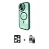 MARSİLYAN™- iPhone 15 Pro Max Kılıf Kıvılcım Modern Koleksiyonu - Siyah Vanessa Magic Hayalet Cam + PVD Metal Kamera Lens - LT