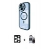 MARSİLYAN™- iPhone 15 Pro Max Kılıf Kıvılcım Modern Koleksiyonu - Siyah Vanessa Magic Hayalet Cam + PVD Metal Kamera Lens - LT