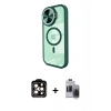 MARSİLYAN™- iPhone 15 Pro Max Kılıf Kıvılcım Modern Koleksiyonu - Siyah Vanessa Magic Hayalet Cam + PVD Metal Kamera Lens - TU